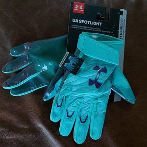 Under Armour Men's Football Gloves UA Spotlight Limited Edition Aqua Green Large